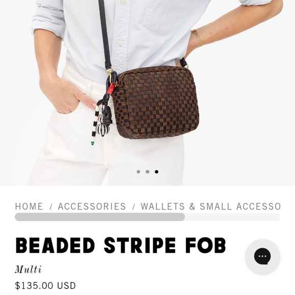 Clare V. Navy and White Beaded Bag Charm - Picture 2 of 3